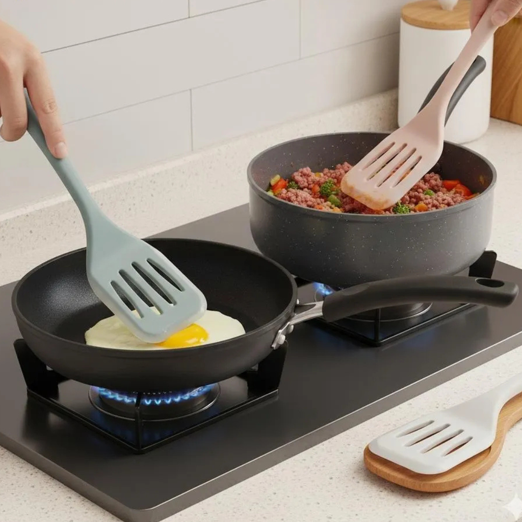 Silicone Slotted Turner for Non-Stick Pans, Heat Resistant, Multi-Color
