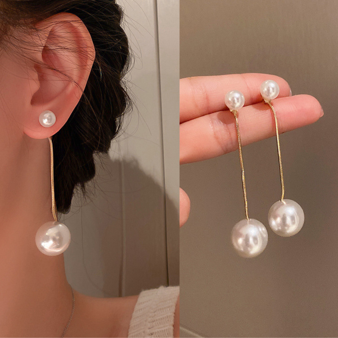 Elegant Pearl Hanging Korean Earrings – Stylish, Lightweight & Trendy