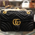 Luxury Gucci Matelassé Crossbody Bag (10 × 7 Inches) – Stylish Black Chevron Shoulder Purse