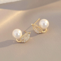 Leaf Pearl Earrings - Classy and Feminine Jewelry for Daily & Party Wea
