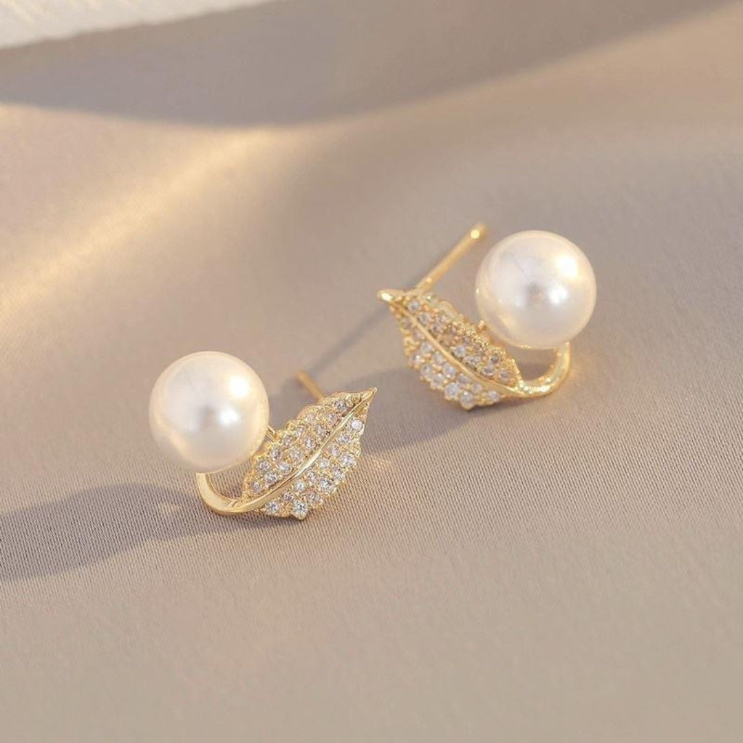 Leaf Pearl Earrings - Classy and Feminine Jewelry for Daily & Party Wea