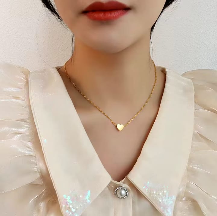 Tiny Heart Shape Pendent For Girls - golden