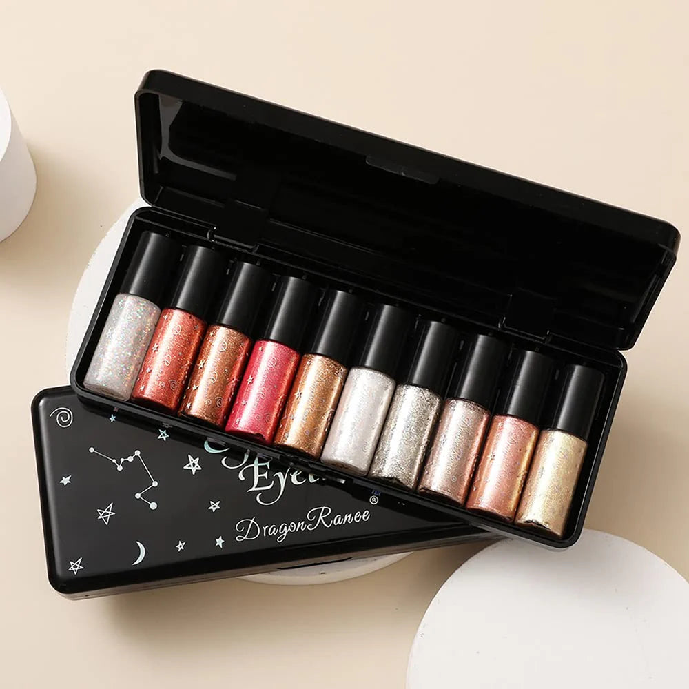 10 Colors Glitter Liquid Eyeliner Shining Eyeliner Set for girls