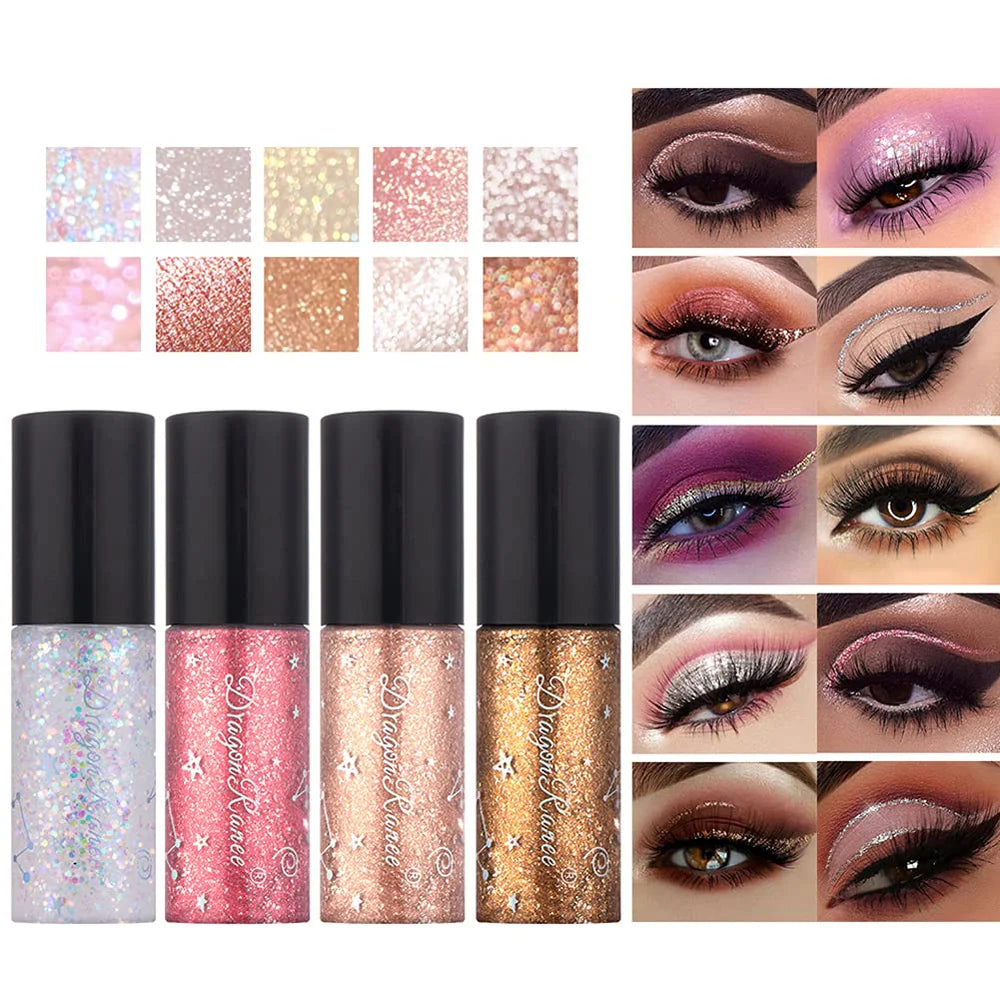10 Colors Glitter Liquid Eyeliner Shining Eyeliner Set for girls