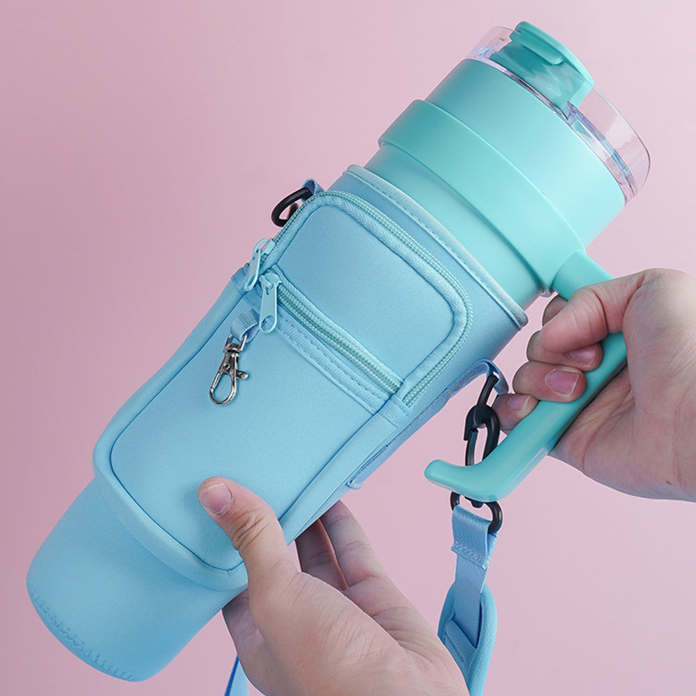 Water Bottle Carrier Bag with Phone Pocket for Stanley Quencher Cup with Handle Water Bottle Holder Pouch