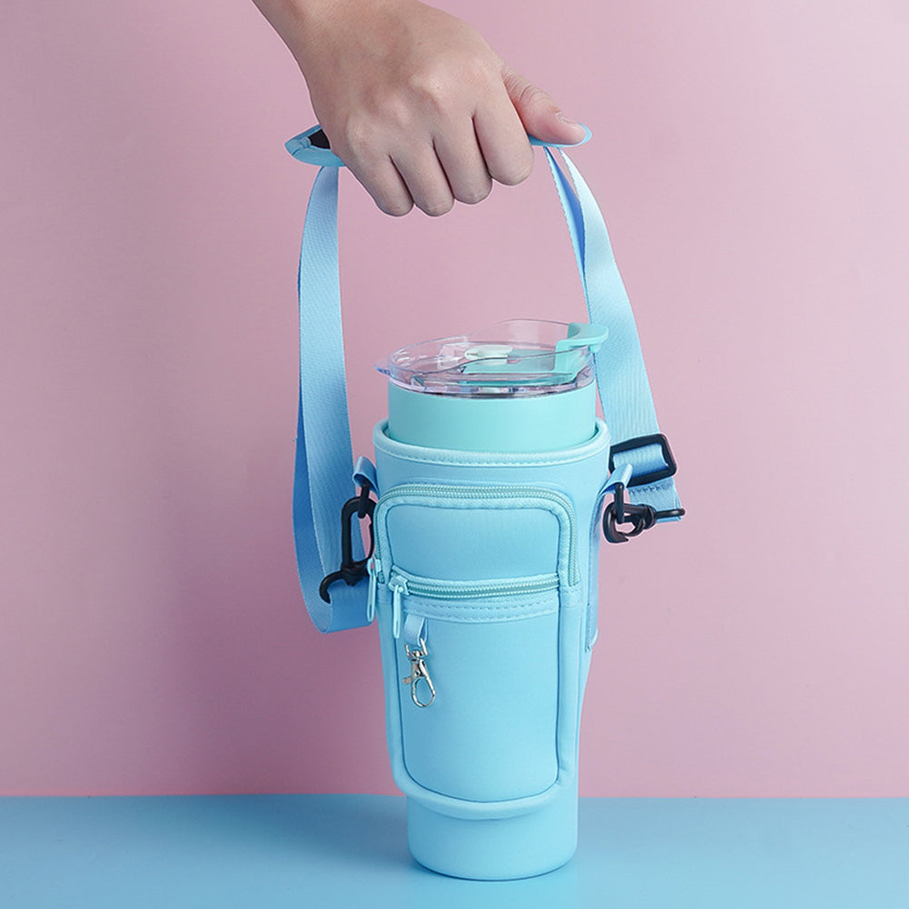 Water Bottle Carrier Bag with Phone Pocket for Stanley Quencher Cup with Handle Water Bottle Holder Pouch