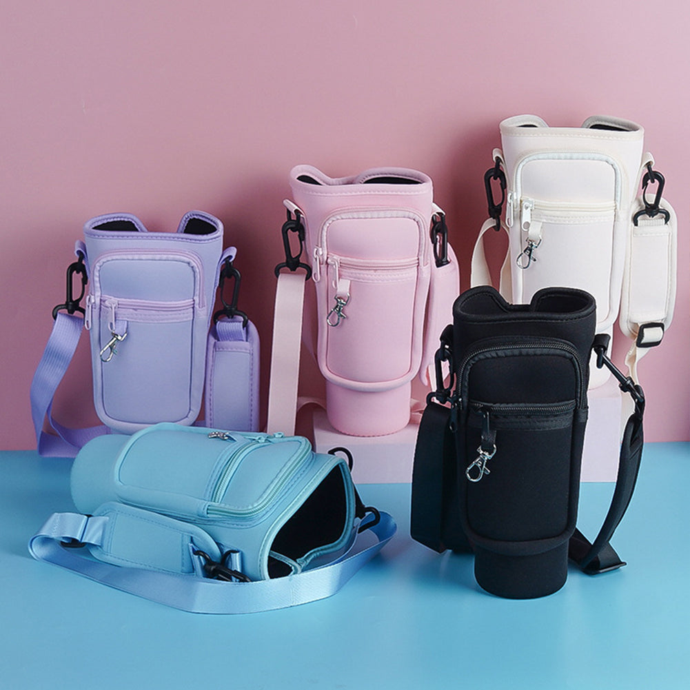 Water Bottle Carrier Bag with Phone Pocket for Stanley Quencher Cup with Handle Water Bottle Holder Pouch