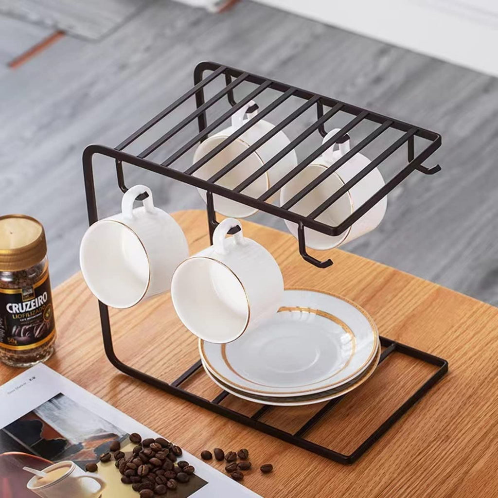 Modern Space-Saving Mug Organizer with Smooth Hooks for Kitchen