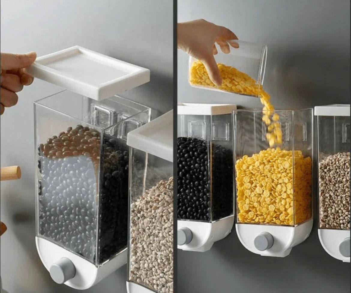 Wall Mounted Rice & Grain Storage Box | Kitchen Food Organizer Container