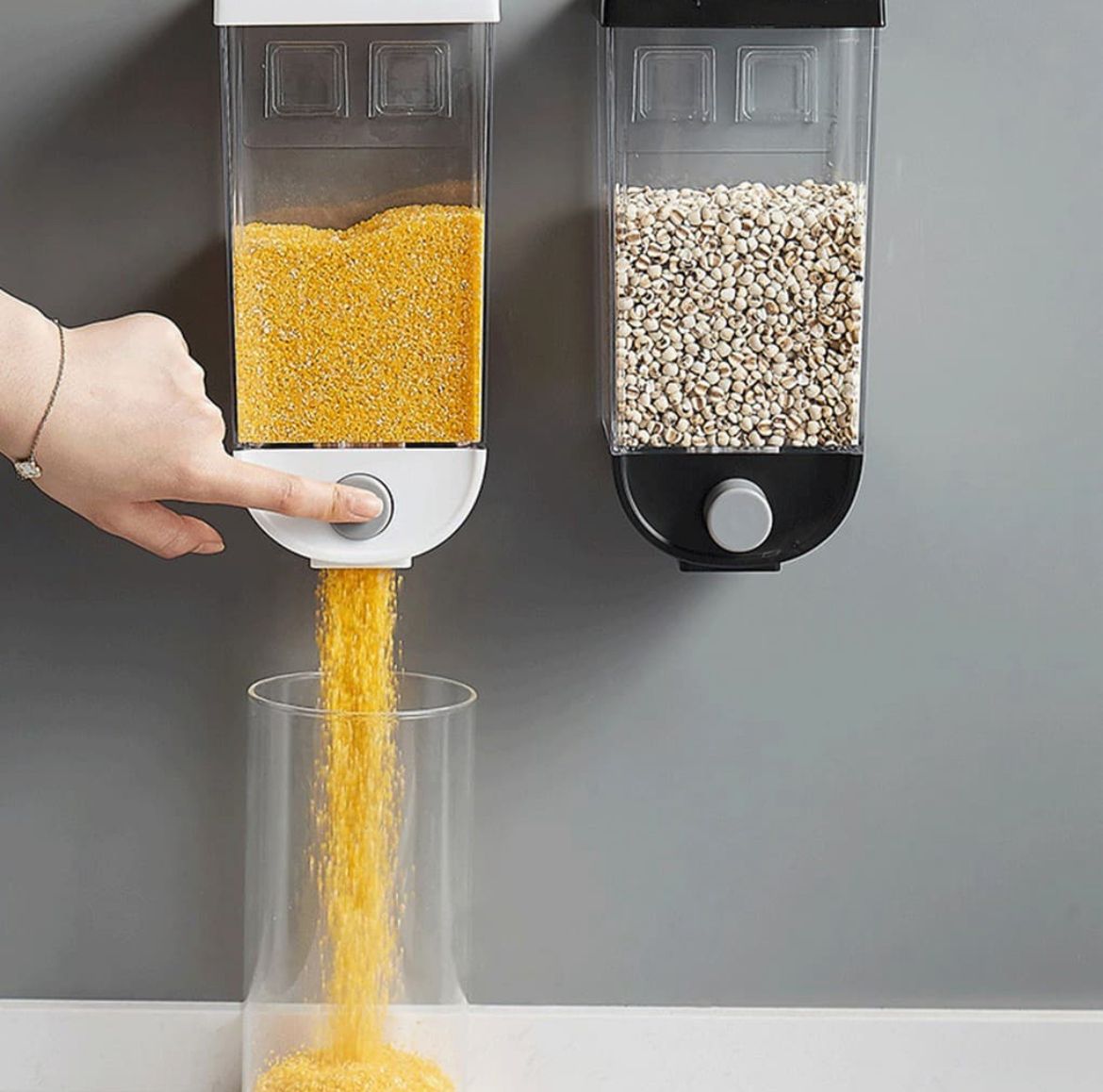 Wall Mounted Rice & Grain Storage Box | Kitchen Food Organizer Container