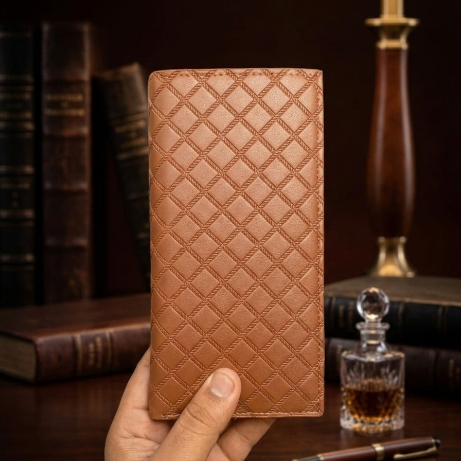 Men’s Quilted Leather Bifold Wallet | Slim & Stylish | Multiple Card Slots|