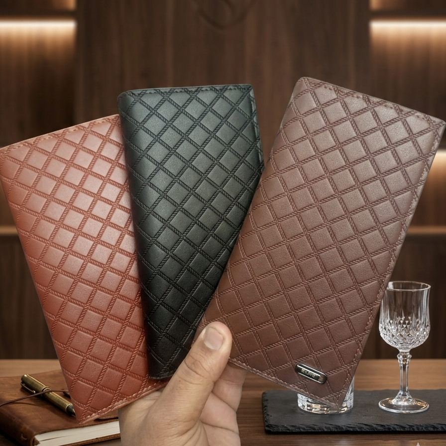 Men’s Quilted Leather Bifold Wallet | Slim & Stylish | Multiple Card Slots|
