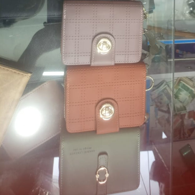 Stylish Compact Check Pattern PU Leather Wallet with Metal Button Closure