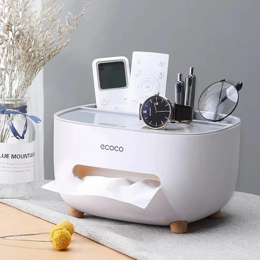 Ecoco Tissue Box With Multifunctional Storage Drawer Creative Desk Organizer For Kitchen & Living Room