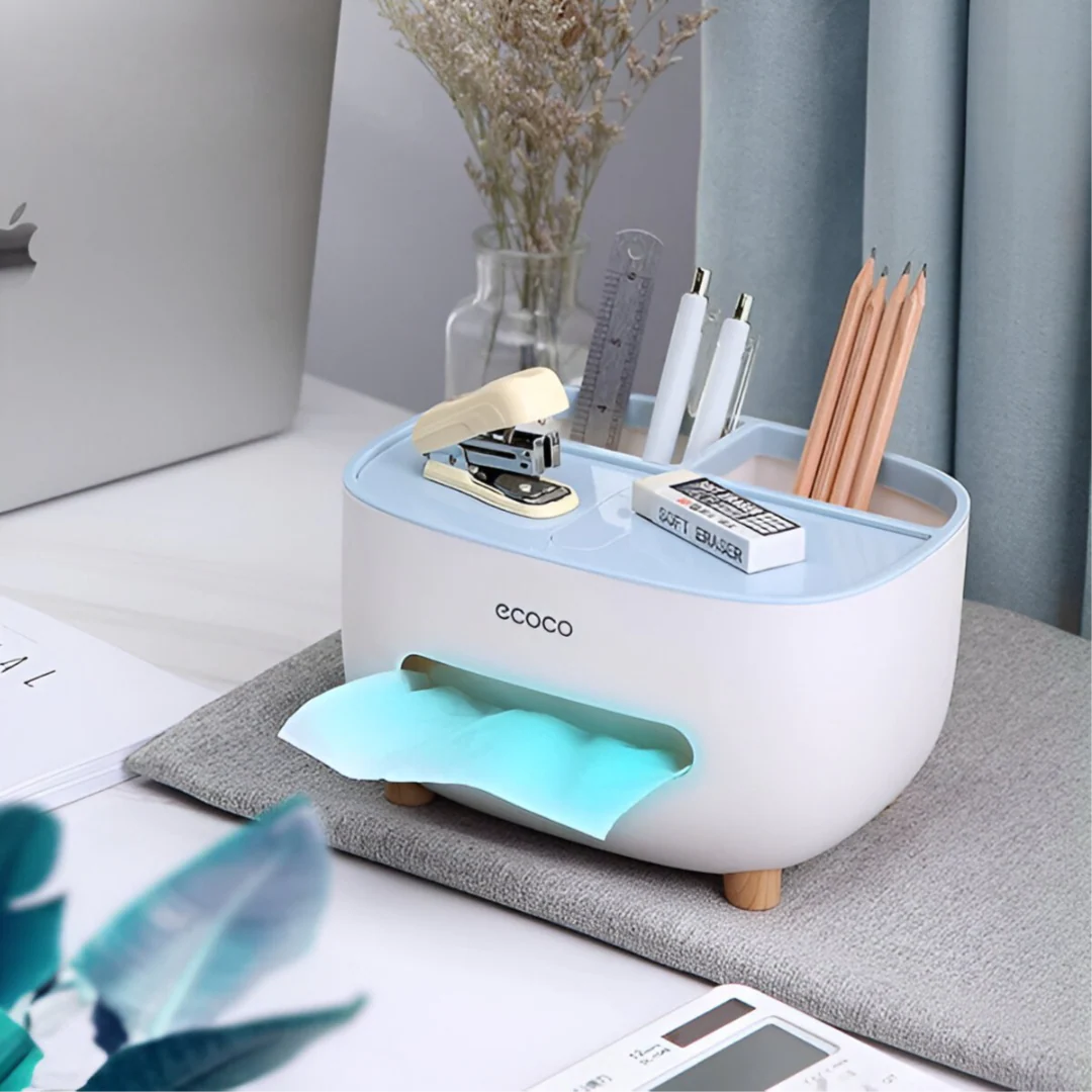 Ecoco Tissue Box With Multifunctional Storage Drawer Creative Desk Organizer For Kitchen & Living Room