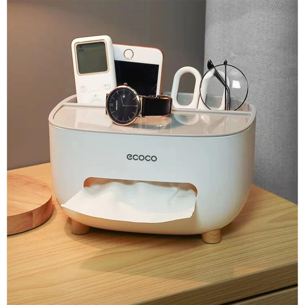 Ecoco Tissue Box With Multifunctional Storage Drawer Creative Desk Organizer For Kitchen & Living Room