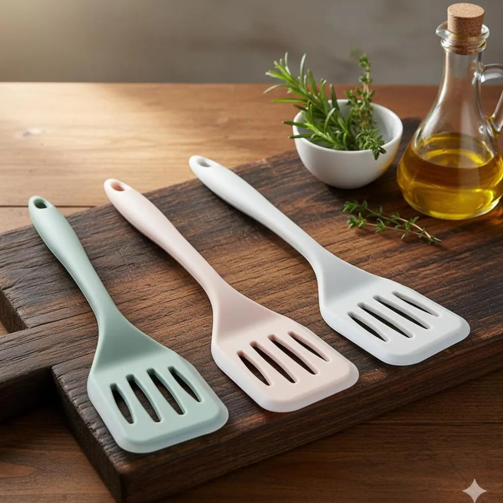 Silicone Slotted Turner for Non-Stick Pans, Heat Resistant, Multi-Color