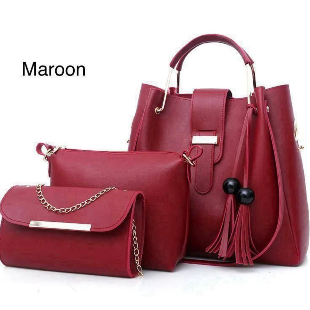 Elegant 3-Piece Women’s Handbag Set – Black Shoulder Bag, Crossbody & Clutch Purse