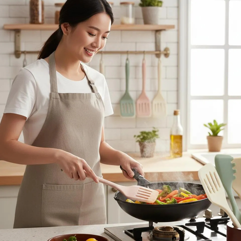 Silicone Slotted Turner for Non-Stick Pans, Heat Resistant, Multi-Color
