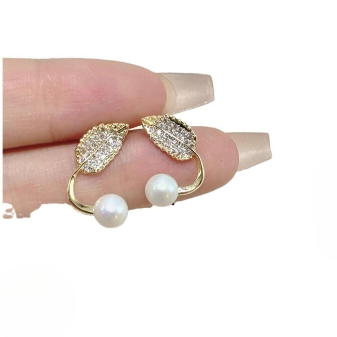 Leaf Pearl Earrings - Classy and Feminine Jewelry for Daily & Party Wea