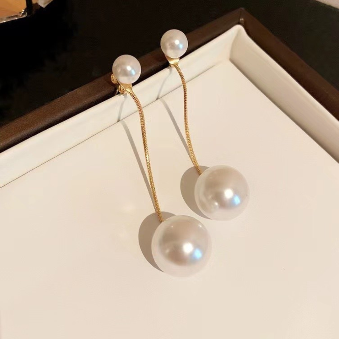 Elegant Pearl Hanging Korean Earrings – Stylish, Lightweight & Trendy