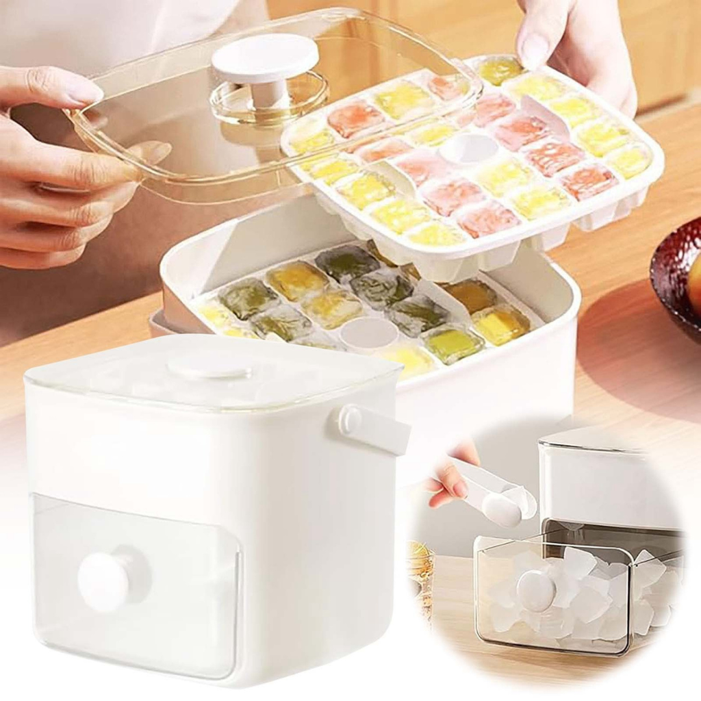 Box Mold Ice Storage Double Layer Ice Cube Tray With Handle