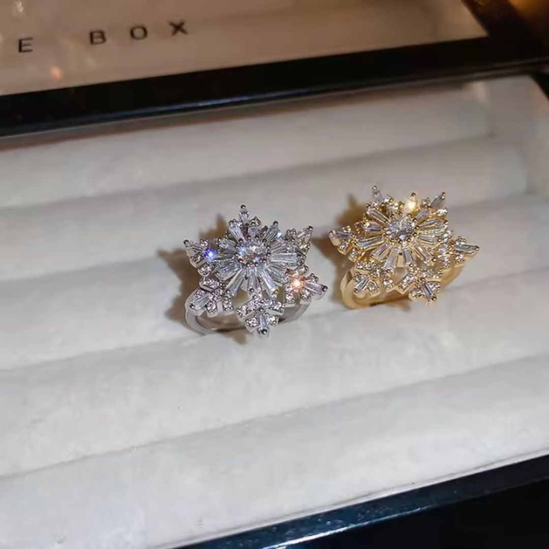 Sparkling Flower Rotating Ring – Adjustable Elegant Spinning Ring for Women