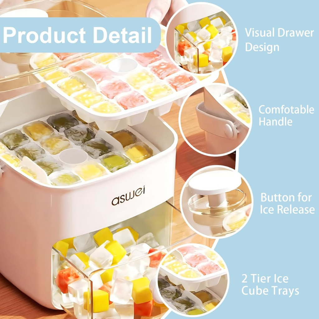 Box Mold Ice Storage Double Layer Ice Cube Tray With Handle