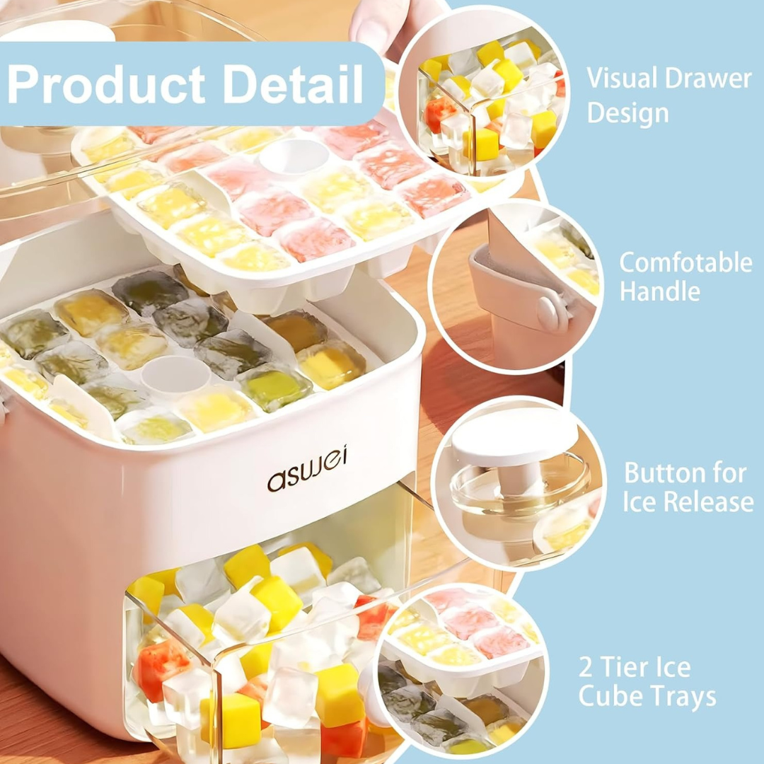 Box Mold Ice Storage Double Layer Ice Cube Tray With Handle
